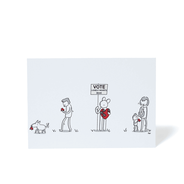 Vote Lonely Hearts Bear print